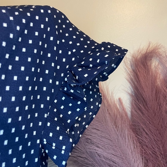 NWOT Monteau Womens Blue and White Ruffle Midi Dress - Size: Small - Picture 5 of 8